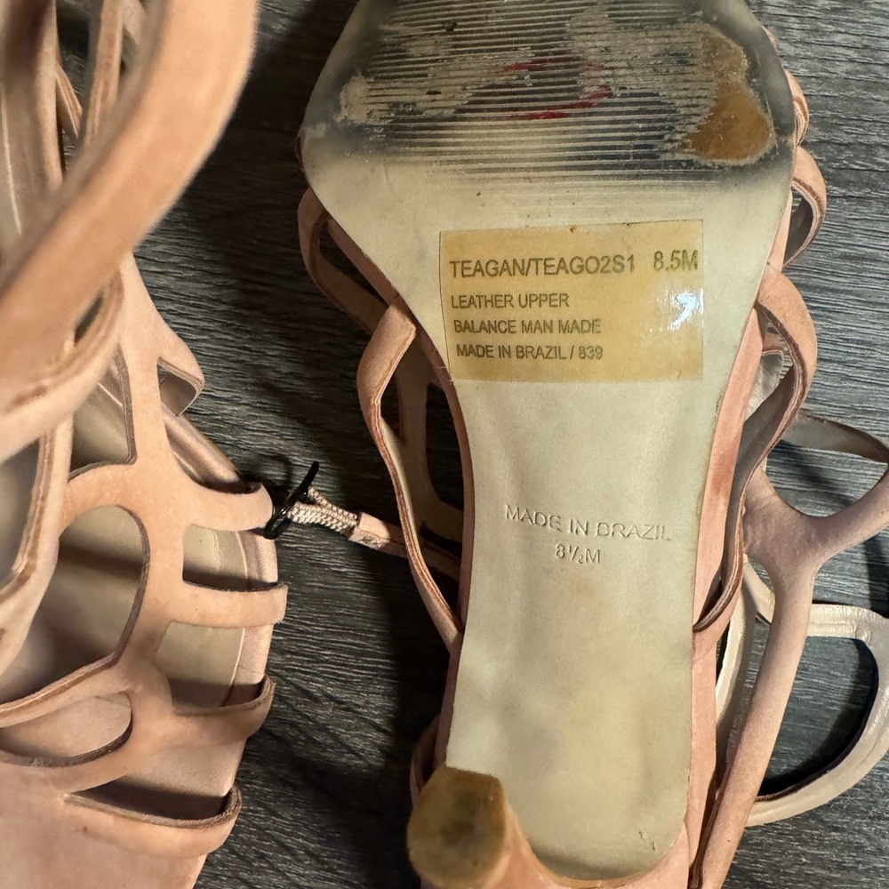 Elegant Nude Leather Women's Heels